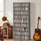 Rangements pour CD et DVD 18 compartiments capacité max. 640 CD/360 DVD 430 Blu-ray 78,5 x 24 x 175 cm gris clair-1
