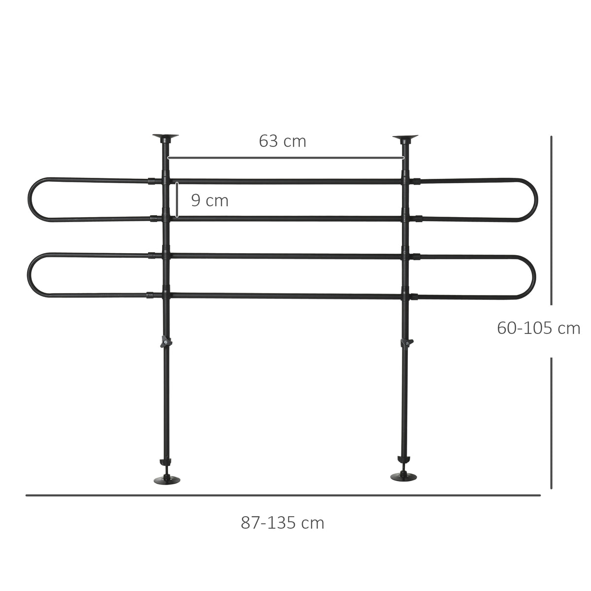 Grille de séparation pour chien universel, barrière de sécurité extensible pour animaux de compagnie, en acier noir-2