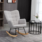 Fauteuil à bascule rocking chair revêtement bouclette structure en acier 71 x 98 x 101 cm Gris clair-9