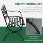 Banc de jardin 2 places banquette extérieur terrasse patio dossier incliné assise à lattes accoudoirs-4