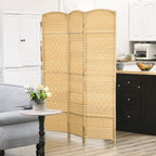 Paravent intérieur en bois 3 panneaux séparateur de pièce pliable pour salon chambre 135 x 180 cm bois naturel-6