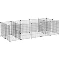 Enclos parc modulable pour petits animaux lapins rongeurs chiots 18 panneaux en fil d'acier 2 portes 175 x 70 x 45 noir-0