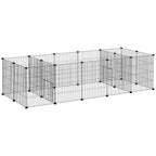 Enclos parc modulable pour petits animaux lapins rongeurs chiots 18 panneaux en fil d'acier 2 portes 175 x 70 x 45 noir-0
