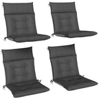Lot de 4 coussins pour chaises de terrasse, résistants à l'eau, antidérapants, avec liens, 112x53cm, Gris Foncé-0