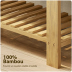 Banc à chaussures en bambou, étagère à chaussures à 3 niveaux, style scandinave, 60 x 29 x 49 cm, gris et bois naturel-5