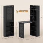 Bureau Informatique Pliable avec Pochette Suspendue, Compartiments Ouverts et Étagère Réglable, Noir-2
