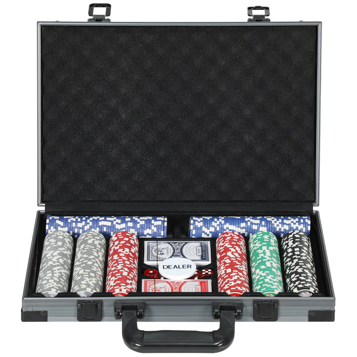 Mallette de poker coffret de poker complet 400 jetons, boîtier en ABS, cartes à jouer, dés, dealer, tapis, clés-0