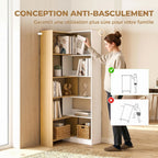 Bibliothèque d'angle rotative 350° à 5 niveaux, étagère de rangement extensible en forme L, 60-111x24x164cm, chêne-6