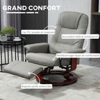 Fauteuil relax inclinable repose-pieds réglable pivotant 360° piètement bois revêtement PU respirant et doux gris-5