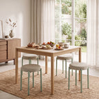 Lot de 4 Tabourets Empilables Ronds avec Assise Rembourrée, sans Dossier, Gain de Place, 45 x 45 x 47,5 cm, Marron Cair-7
