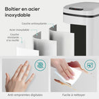 Poubelle de Cuisine Automatique 12 L en Acier Inoxydable, Poubelle à Capteur avec Couvercle, 28 x 22 x 41 cm, Blanc-6