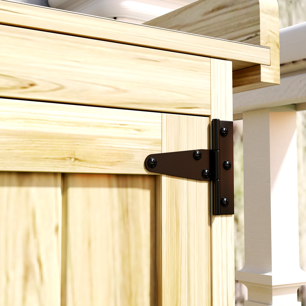 Armoire de jardin en bois abri de jardin avec 2 portes, toit à charnières et étagère, 74 x 43 x 88 cm, bois naturel-7