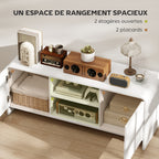 Meuble TV meuble télé pour téléviseur jusqu'à 55 pouces 2 portes 2 compartiments étagère réglable 110x35x45cm blanc-4
