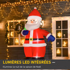 Père Noël Gonflable LED 2,4H m avec hotte Polyester imperméable Rouge-3