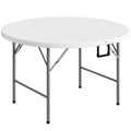 Table ronde de jardin pliante Ø122 cm peut accueillir 6 personnes pour évènement, structure métal, plateau HDPE-0