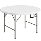 Table ronde de jardin pliante Ø122 cm peut accueillir 6 personnes pour évènement, structure métal, plateau HDPE-0