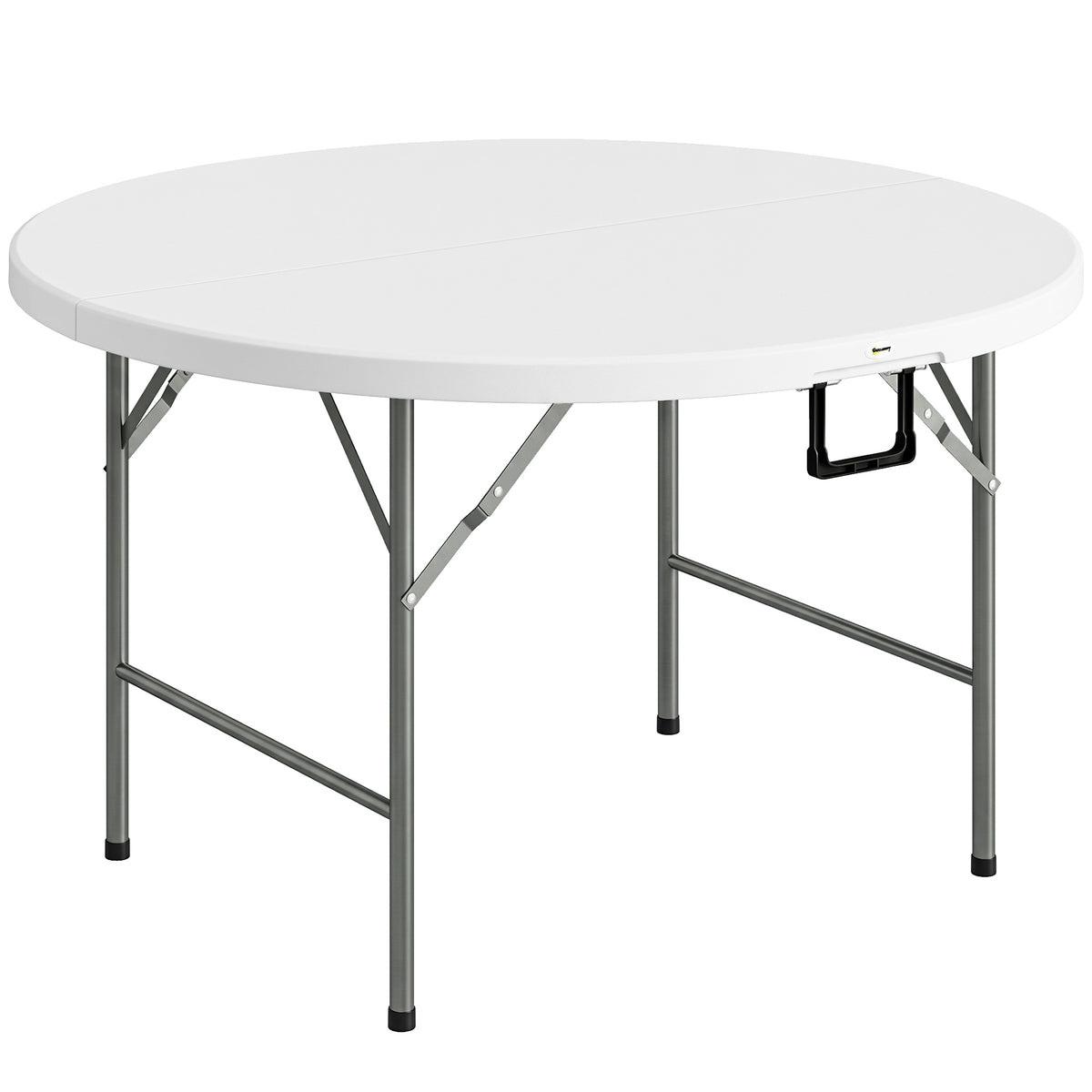 Table ronde de jardin pliante Ø122 cm peut accueillir 6 personnes pour évènement, structure métal, plateau HDPE-0