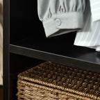 Lot de 2 portants à vêtements penderie mobile avec roulettes 2 niches + Grand Espace penderie en bois noir-7