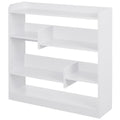 Bibliothèque étagère Meuble de Rangement dim. 90L x 24l x 91H cm 4 Niveaux 3 Panneaux arrières Panneaux de Particules Blanc-0