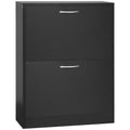 Armoire à Chaussures Meuble à Chaussures dim. 60L x 24l x 80H cm 2 Portes abattantes Noir-0