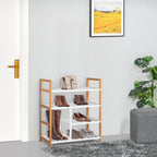 Etagère à Chaussures - étagère de Rangement - Meuble Chaussures 4 Niveaux Bois de pin étagères à Lattes MDF Blanc-7