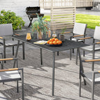 Table à manger de jardin pour 6 personnes avec plateau à lattes pour jardin, patio, terrasse, 150 x 80 x 74 cm, gris-1
