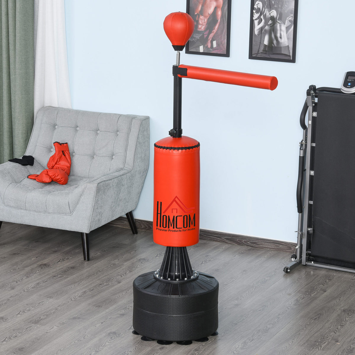 Sac frappe pieds punching ball brunier 3 1 ballon vitesse bras flexible rotatif haut. réglable cm noir rouge-9