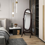 Miroir à pied ovale style shabby chic inclinaison réglable 48 x 46 x 147 cm mdf café-5