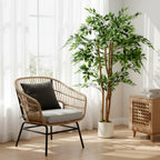 Plante artificielle intérieure 150 cm banian arbre artificiel, pot en plastique et tronc en bois massif, vert-8