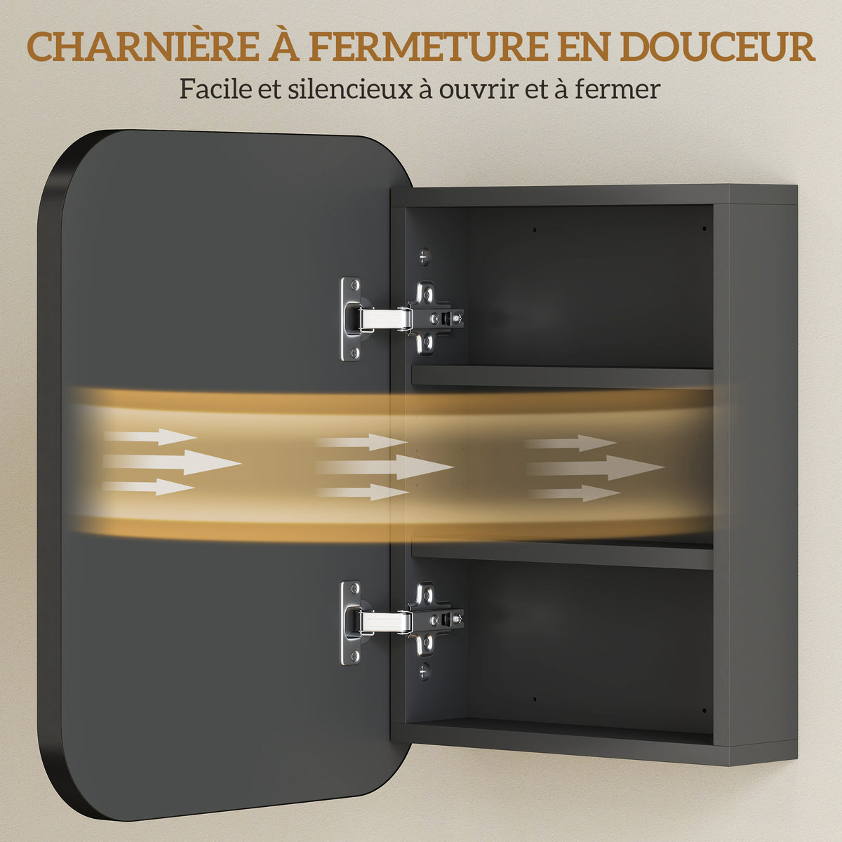 Armoire Murale Salle de Bain avec Miroir, 40 x 10 x 51 cm, avec Porte Miroir à Fermeture Douce et Étagères Réglables, Noir-7