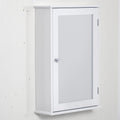 Armoire Murale de Salle de Bain avec Miroir - Armoire à Glace - Placard de Rangement Toilettes - 1 Porte, 2 étagères - Verre MDF Blanc-0