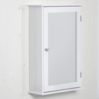 Armoire Murale de Salle de Bain avec Miroir - Armoire à Glace - Placard de Rangement Toilettes - 1 Porte, 2 étagères - Verre MDF Blanc-0