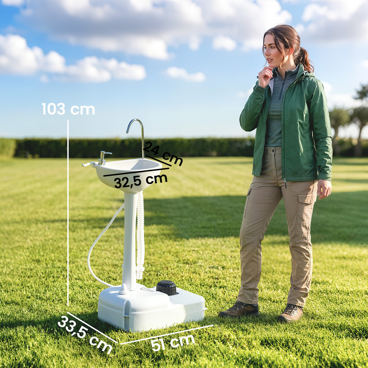 Évier de Camping Portable à Roues, Distributeur de Savon, Eau Froide Uniquement, Réservoir d'Eaux Usées NON Inclus, Gris-2