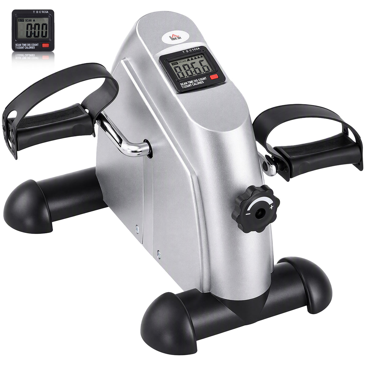 Mini vélo d'appartement pour jambes bras appareil de fitness avec écran LCD dim. 39L x 40l x 31H cm argenté-0