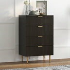 Commode 4 tiroirs commode chambre meuble de rangement moderne avec poignées et pieds dorés, dim. 60 x 40 x 96 cm, noir-7