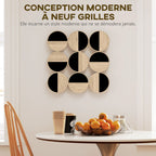 Décoration murale en métal, sculpture murale en métal, design unique à plusieurs disques, 60 x 60 cm, naturel et noir-3
