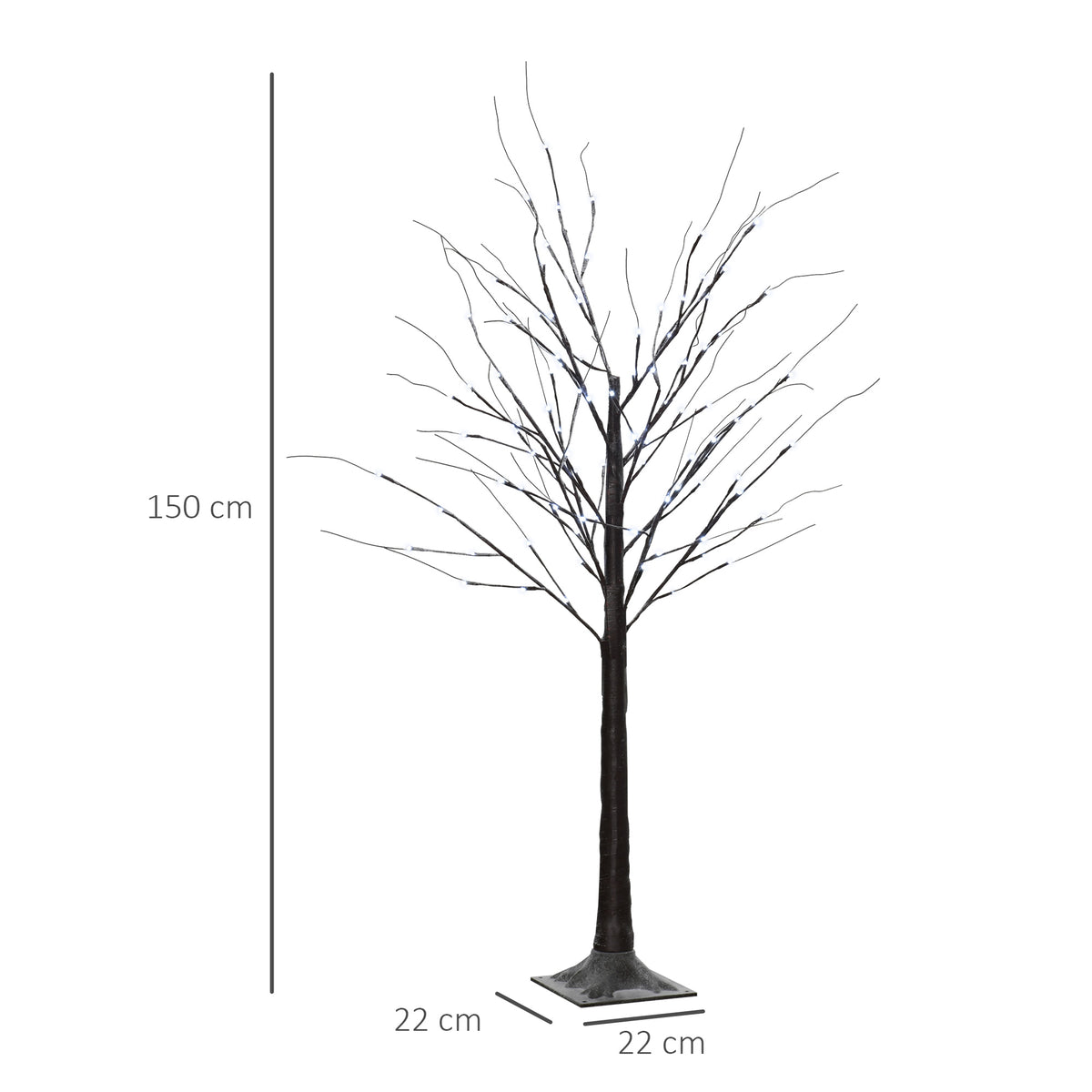 Arbre lumineux LED - décoration lumineuse blanc froid - 96 LEDs - usage intérieur - 150 cm chambre maison marron-2