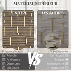 Paravent intérieur en bois 4 panneaux séparateur de pièce pliable pour salon chambre 180 x 180 cm chêne foncé-4