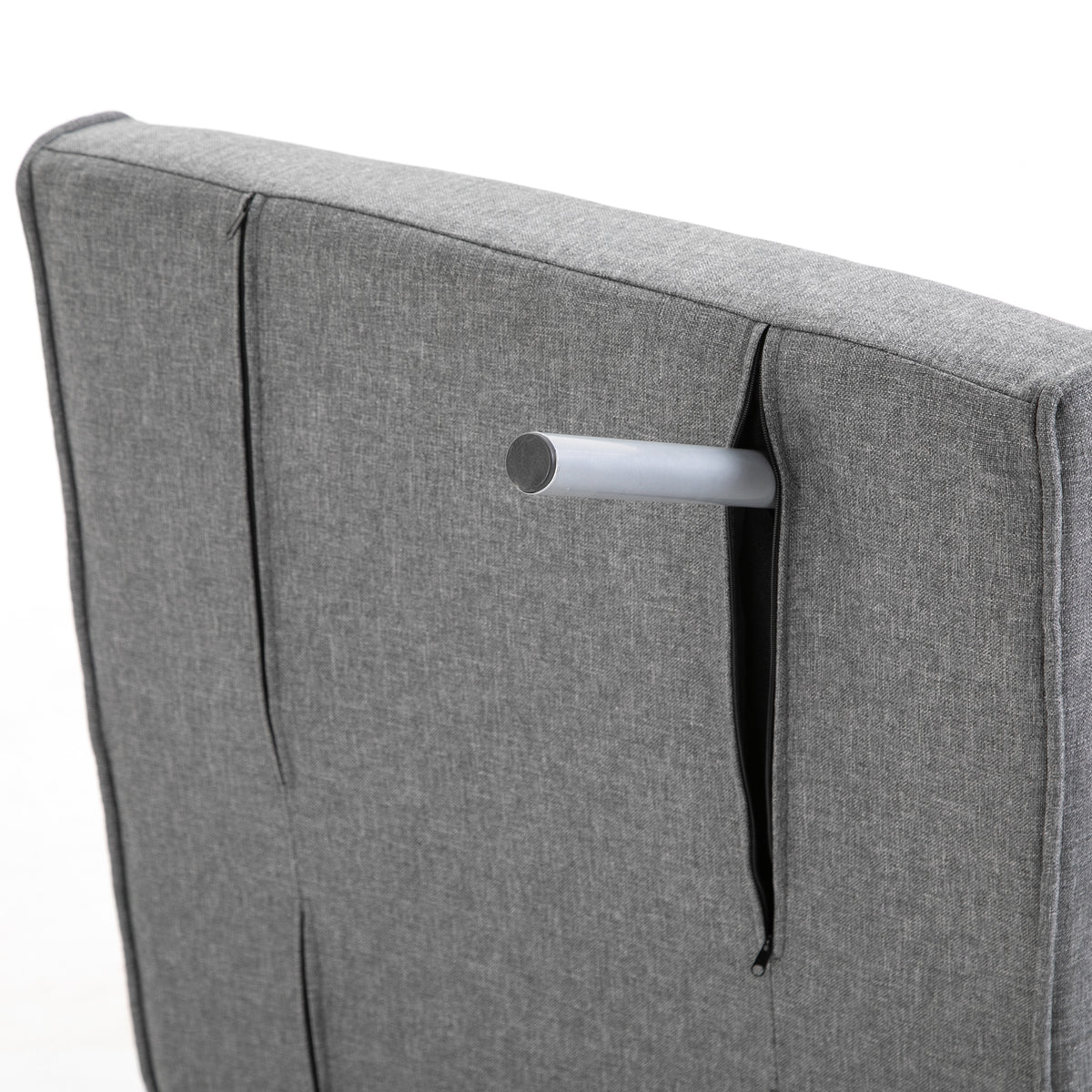 Fauteuil chauffeuse canapé-lit Convertible 1 Place déhoussable Grand Confort Coussin Pieds accoudoirs métal Lin Gris Clair-8