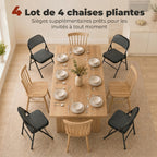 Lot de 4 chaises pliantes chaises de salle à manger portables cadre en acier 45 x 46 x 78 cm noir-3