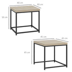 Lot de 2 tables gigognes tables basses carrées tables de salon cadre en acier et plateaux en panneaux de particules-2