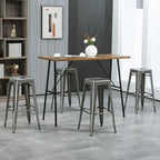 Lot de 4 tabourets de bar industriel empilables hauteur assise 76 cm métal argent-9