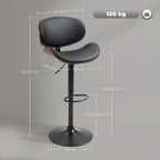Lot de 2 chaises de bar tabouret hauteur réglable revêtement synthétique 53 x 52 x 92-112 cm noir-2