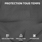 Lot de 4 coussins pour chaises de terrasse, résistants à l'eau, antidérapants, avec liens, 112x53cm, Gris Foncé-4