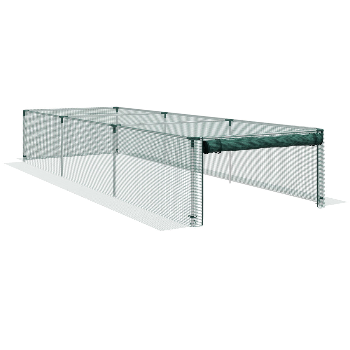 Serre de jardin serre à tomates filet protection porte zippée enroulable HDPE, dim. 125L x 373l x 62,5H cm-0