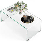 Table basse en verre table de salon rectangulaire design moderne en verre trempé avec bords arrondis sûrs transparent-0
