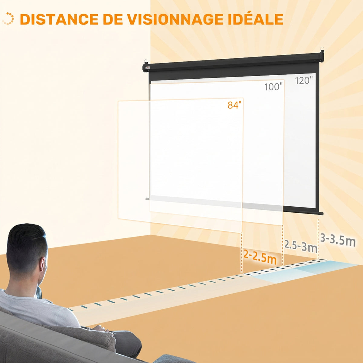 Écran vidéoprojecteur motorisé et électrique 84 Pouces, 4:3 4K HD, panneau de commande et télécommande-6