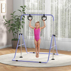 Barre de gymnastique pour enfants, barre horizontale pliable à hauteur réglable avec anneaux de gymnastique, violet-1