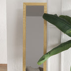 Miroir sur pied mural ou à poser rectangulaire avec cadre en bois pour salon chambre à coucher 37 x 155 cm marron clair-7