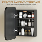 Armoire Murale Salle de Bain avec Miroir, 40 x 10 x 51 cm, avec Porte Miroir à Fermeture Douce et Étagères Réglables, Noir-4